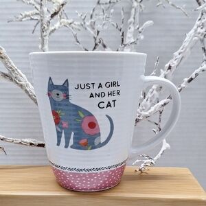 🛍2/$15🛍 #ABB Cat Lover's Blue and Pink Mug Just A Girl And Her Cat,